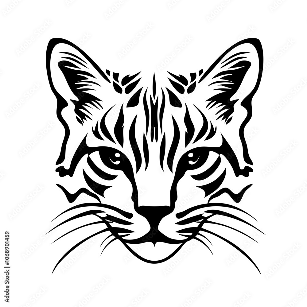 Stylized vector representation of a Bengal cat's face showcasing intricate line work that captures the unique features and patterns of this striking feline Stylized vector representation of a Bengal cat's face showcasing intricate line work that captures the unique features and patterns of this striking feline