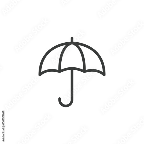 Umbrella, icon in line design. Umbrella, rain, protection, weather, shelter, parasol, shade on white background vector. Umbrella editable stroke icon