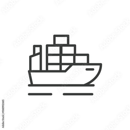 Ship delivery, icon in line design. Ship, delivery, transport, freight, cargo, boat, maritime on white background vector. Ship delivery editable stroke icon