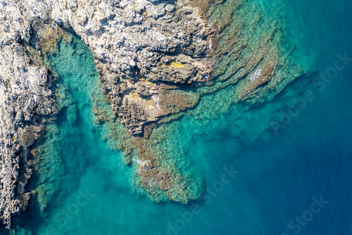 Obraz na płótnie The Port Alga Bay drone view in Polignano a Mare of Italy w salonie