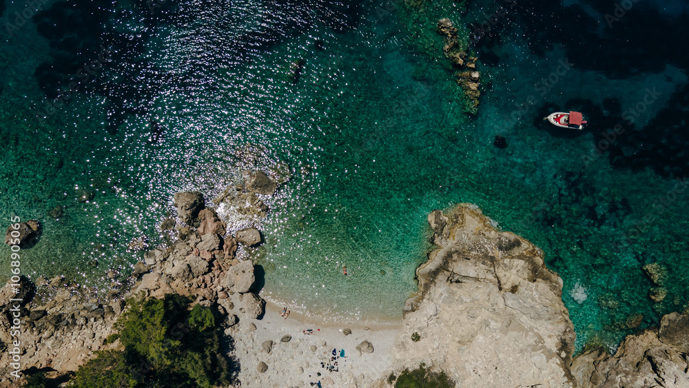 Obraz premium Kabak Bay Drone Photo, Aegean Sea Fethiye, Mugla Turkey
