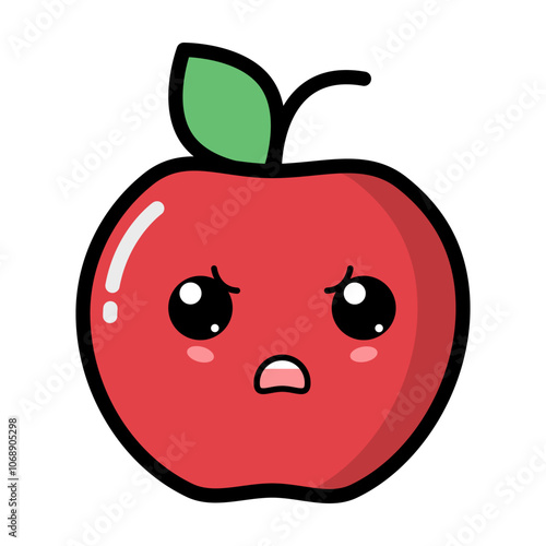 Wallpaper Mural Kawaii apple with cute emotional face illustration. Kawaii fruit with emotional face Torontodigital.ca