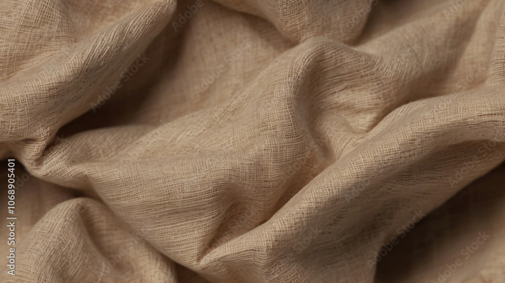 Fototapeta premium White linen canvas crumpled natural cotton fabric. Organic Eco textiles White Fabric linen texture