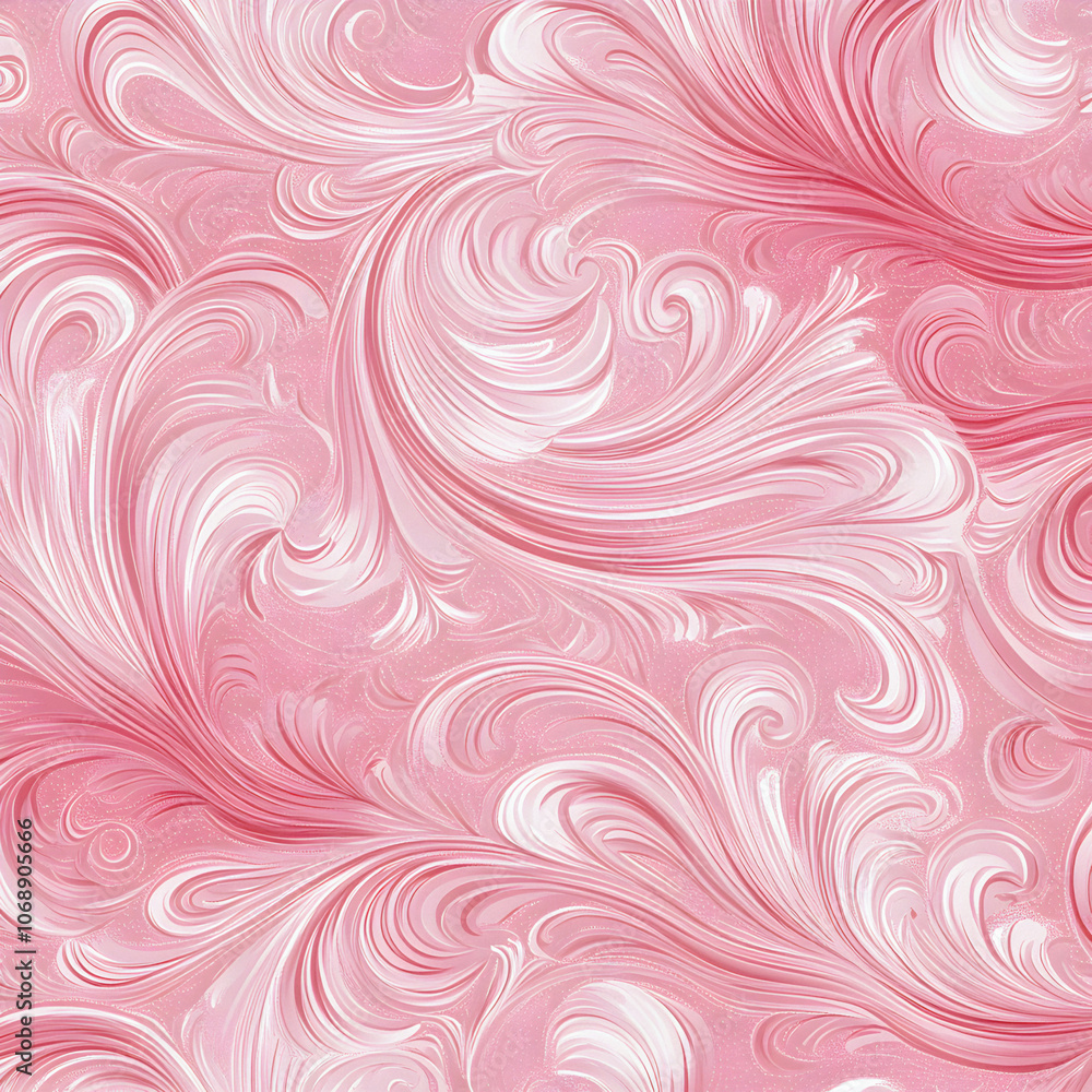 Pink seamless vector floral pattern with swirls, perfect for wallpaper, textile, and decorative design Pink seamless vector floral pattern with swirls, perfect for wallpaper, textile, and decorative design