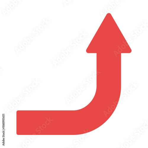 横から上方向に直角に曲がっている赤い矢印のアイコン - シンプルな急上昇を表す記号や装飾のイラスト素材
