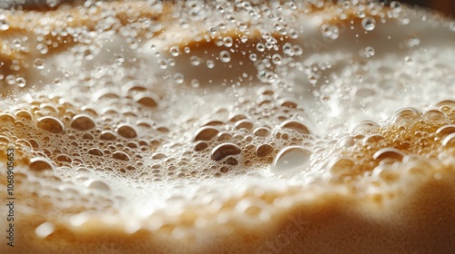 Bubbling brew in a mug captures the essence of fresh coffee in the morning light photo