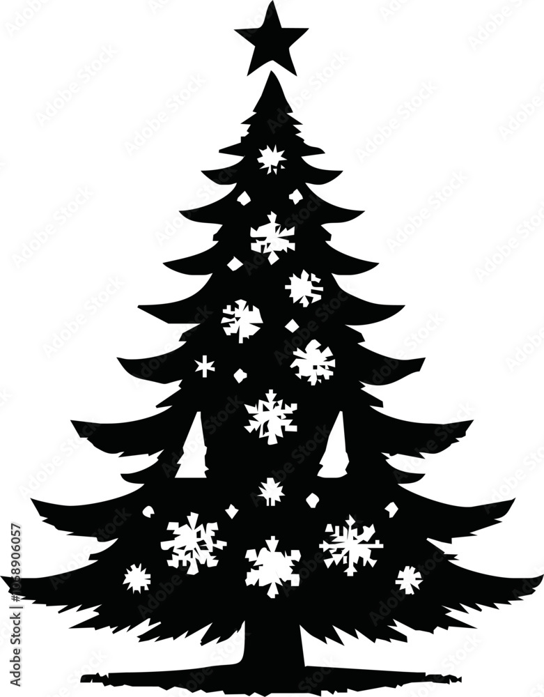 Obraz premium Christmas tree with ornaments vector illustration.