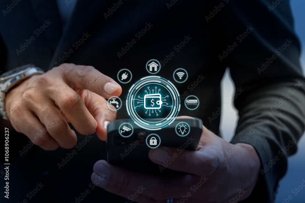 Businessman Hand Using smartphone for Online Payment by Digital Wallet Businessman Hand Using smartphone for Online Payment by Digital Wallet