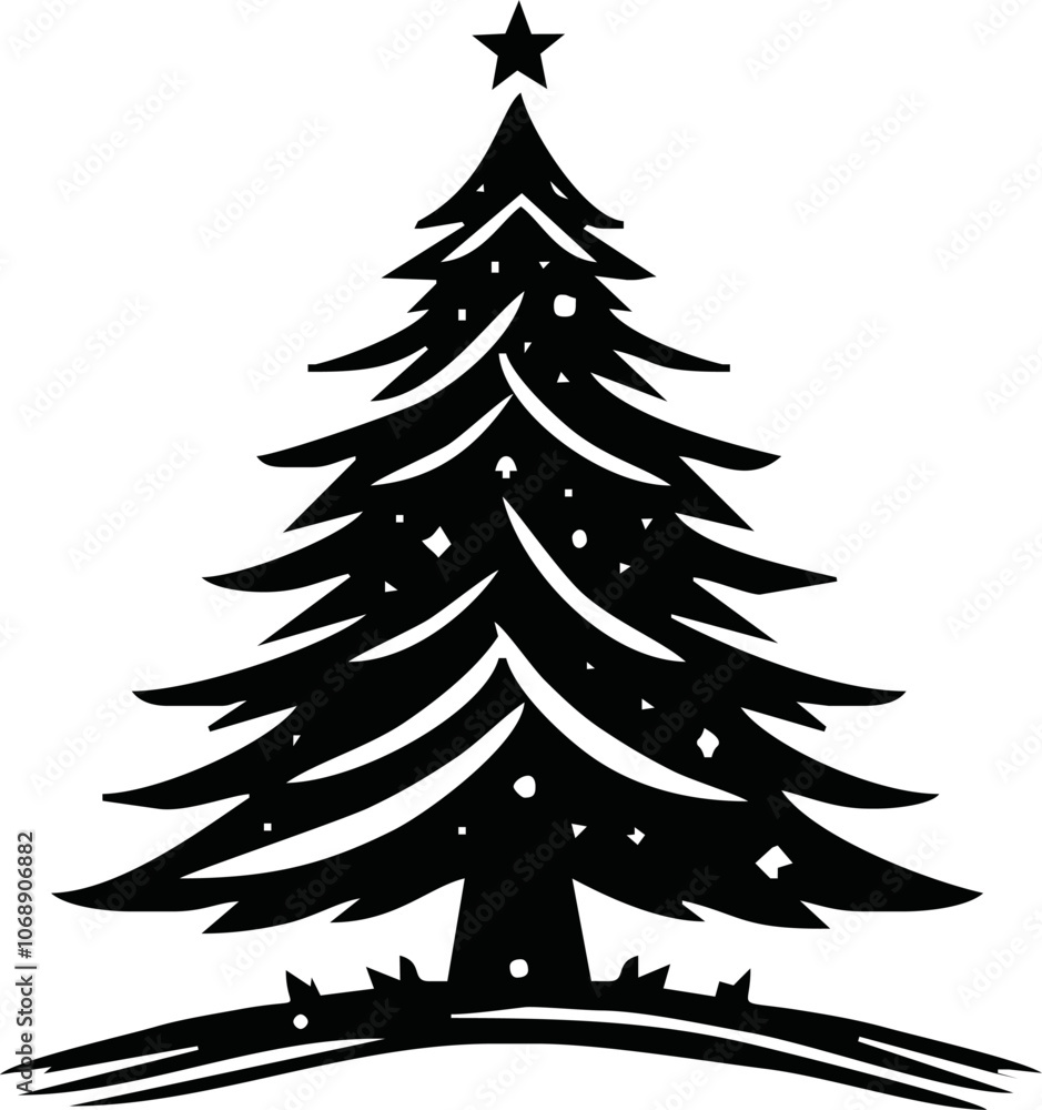 Obraz premium Christmas tree with ornaments vector illustration.