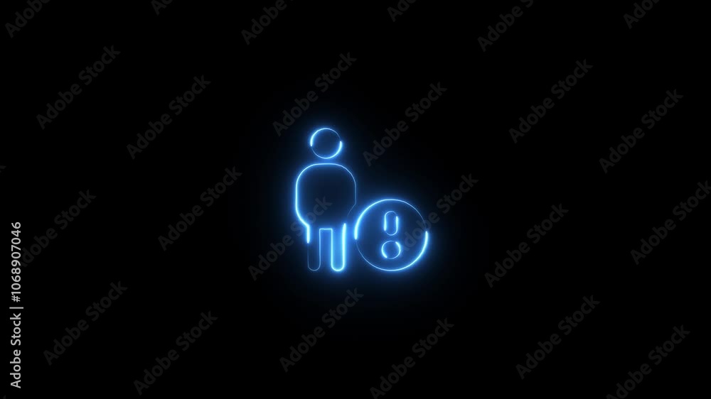 Neon glowing purple man icon animation in black background Neon glowing purple man icon animation in black background