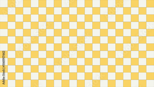 Yellow and white checkered tile pattern with a white background