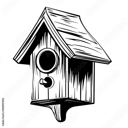 A charming wooden birdhouse design, perfect for small birds, showcasing detailed craftsmanship and inviting nature into your garden or yard