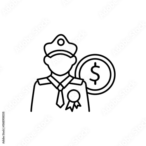 Loans for veterans linear icon. Credit for military man. Money for people who served in forces. Thin line illustration. Contour symbol. Vector isolated outline. Editable stroke