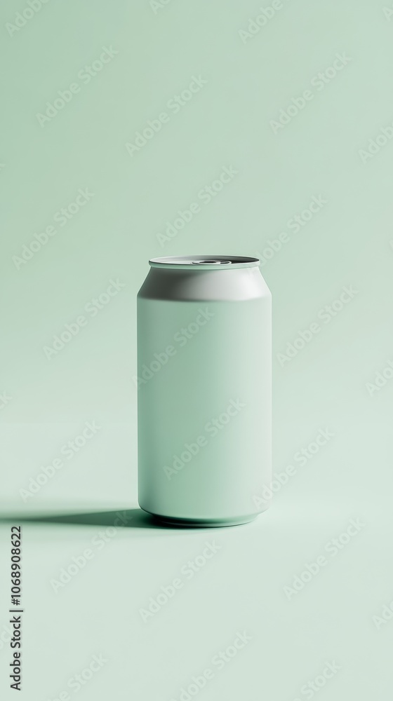 Single Beverage Can on Green Background for Simple and Modern Product Branding Mockup Single Beverage Can on Green Background for Simple and Modern Product Branding Mockup
