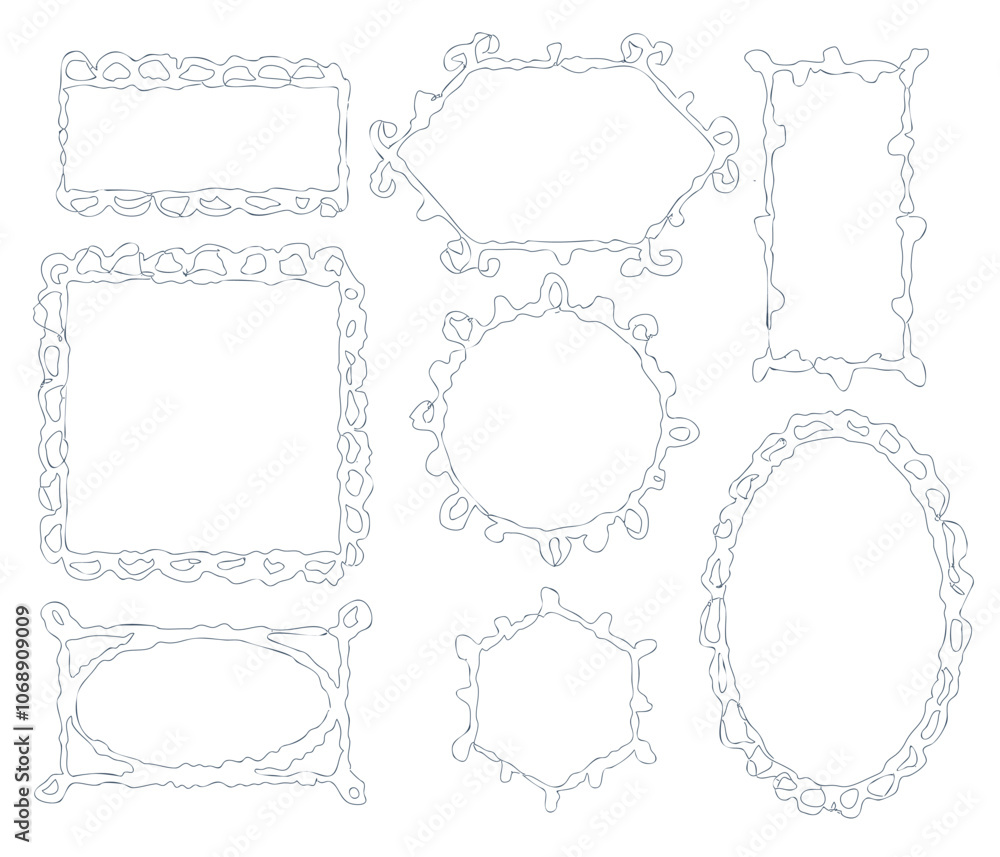 A set of simple design frames. Vector illustration. A set of simple design frames. Vector illustration.