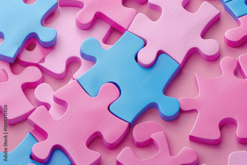 3D Puzzle. Jigsaw Puzzle Pieces on Pink Background for Business Teamwork Concept 3D Puzzle. Jigsaw Puzzle Pieces on Pink Background for Business Teamwork Concept