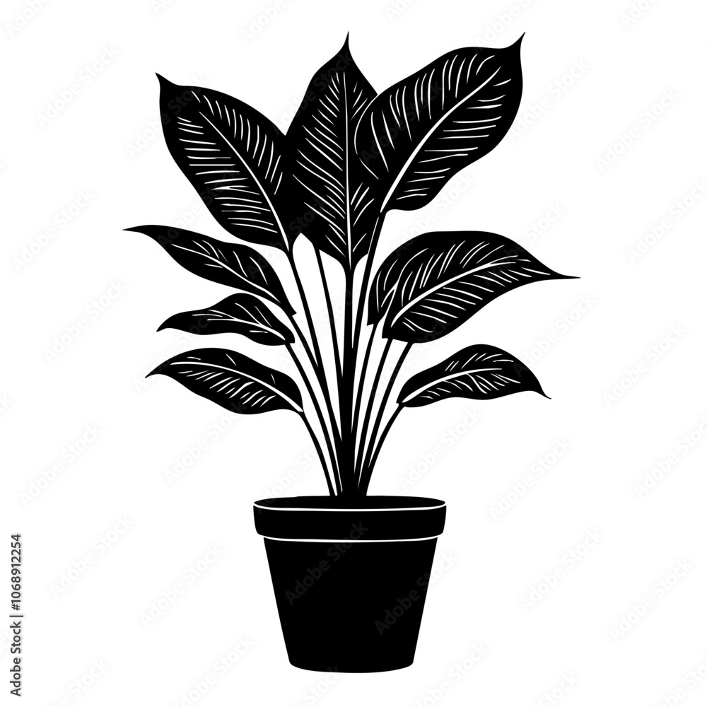 Stylish vector illustration of a lush indoor plant in a simple pot, perfect for home decor and design inspiration, showcasing vibrant leaves and healthy growth throughout the year Stylish vector illustration of a lush indoor plant in a simple pot, perfect for home decor and design inspiration, showcasing vibrant leaves and healthy growth throughout the year