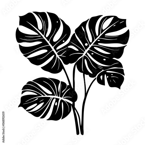 Stylized vector illustration of lush monstera leaves showcasing intricate patterns and tropical elegance, perfect for modern decor and design projects