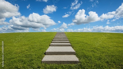 Scenic Pathway Leading to a Blue Sky Above