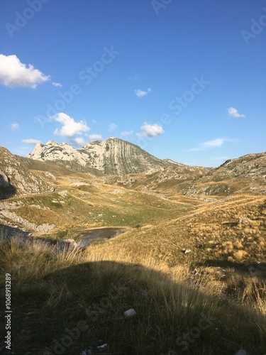 Mountain Landscape under Clear Blue Sky in Durmitor, Montenegro