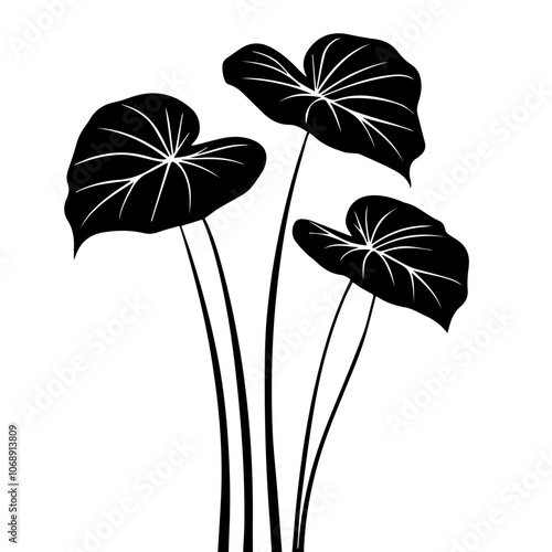 Stylized vector illustration of elegant aquatic plants with heart-shaped leaves gracefully rising from the water, showcasing natural beauty and simplicity