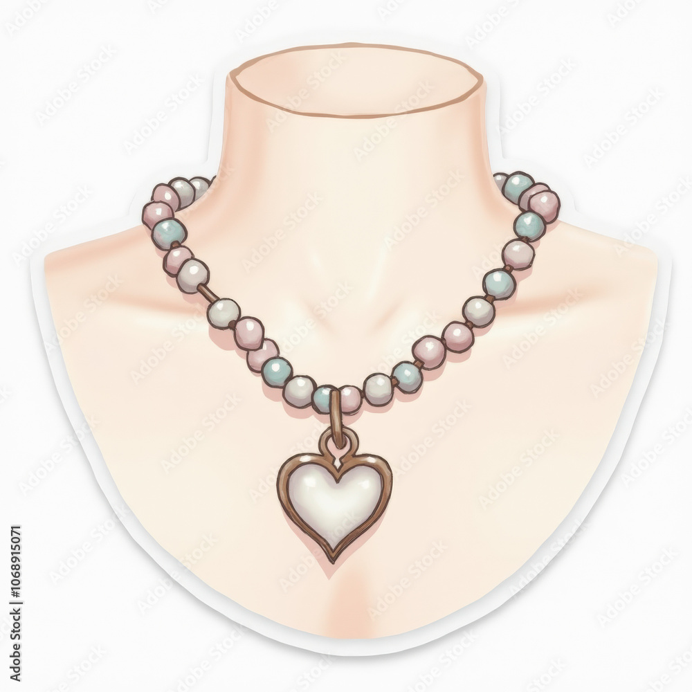 Elegant Pearl Necklace with Heart Pendant on Display Bust
Elegant Pearl Necklace with Heart Pendant on Display Bust