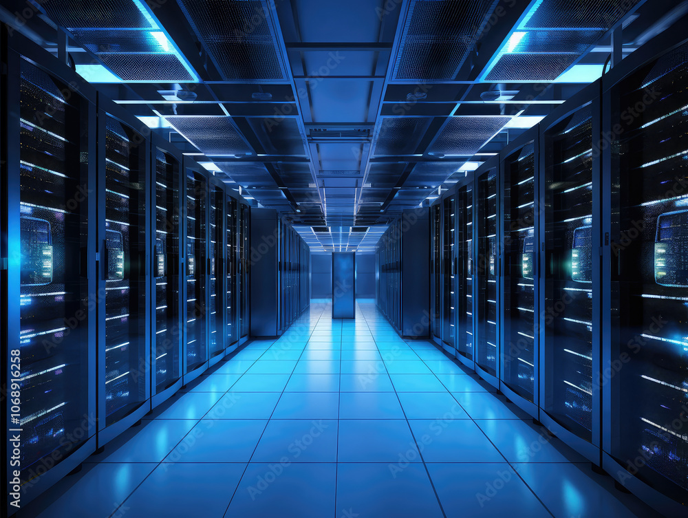Futuristic Data Center With Advanced Servers Futuristic Data Center With Advanced Servers