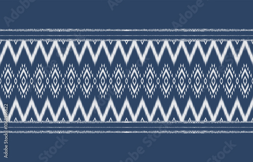 Geometric ethnic oriental ikat seamless pattern  color oriental. Aztec ornament print. Design for background ,curtain, carpet, wallpaper, clothing, wrapping, Batik, vector illustration.