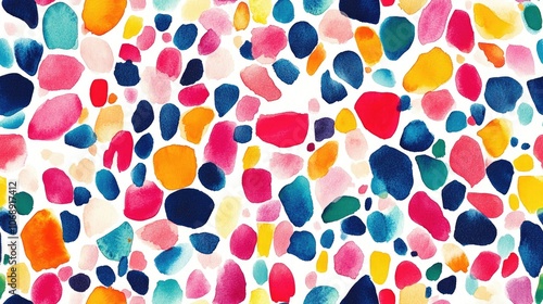 Colorful seamless pattern of abstract watercolor shapes ideal for fabric design and creative projects