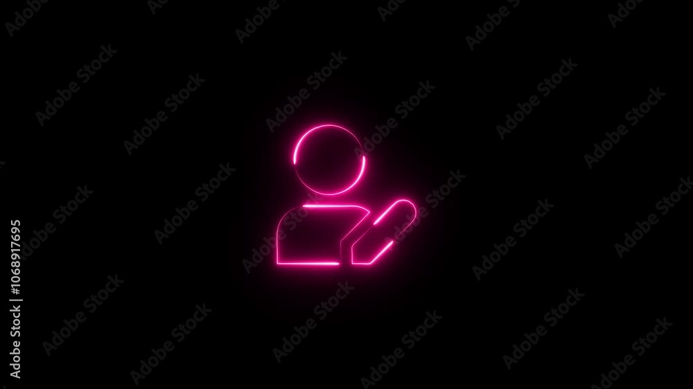 Glowing neon Verified User Icon - Profile, Approval And pen , Identity icon animation . Glowing neon Verified User Icon - Profile, Approval And pen , Identity icon animation .