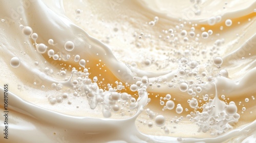 Pearlescent Milk Mist with Suspended Butterfat Globules: Voluptuous Creaminess and Delicate Luminance for Premium Dairy Brand Marketing. High-Resolution Background.