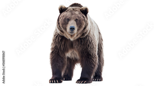 Ferocious brown grizzly bear on a transparent background (PNG) photo