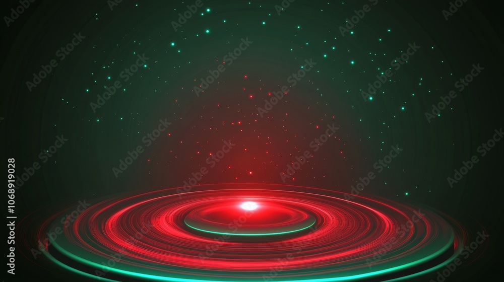 Light red swirling effect with a luminous red ring; a green pedestal or platform in vector format. Light red swirling effect with a luminous red ring; a green pedestal or platform in vector format.