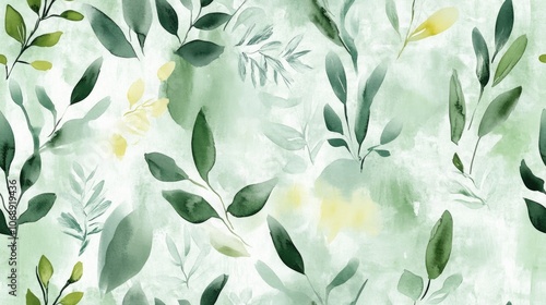 Seamless green watercolor pattern featuring delicate textures ideal for backgrounds and design projects