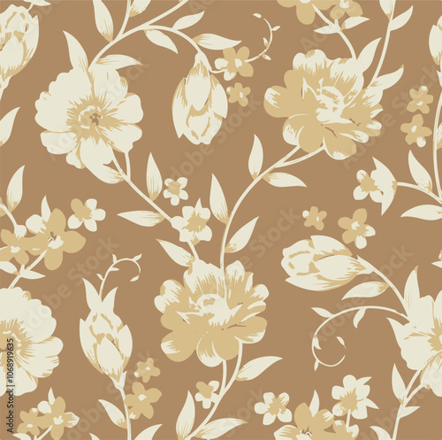 botanical floral vector seamless pattern with roses herbs and leaves big set background with flowers