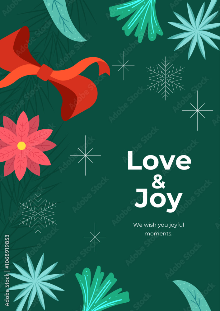 Festive Christmas Card with Christmas Elemen Decoration Festive Christmas Card with Christmas Elemen Decoration