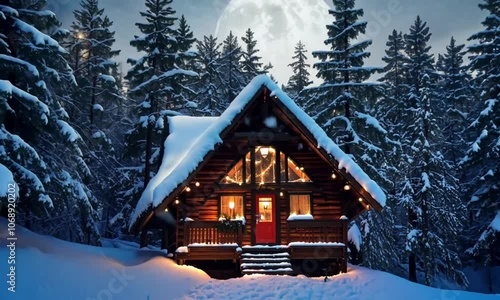 Wallpaper Mural christmas house in the forest Torontodigital.ca