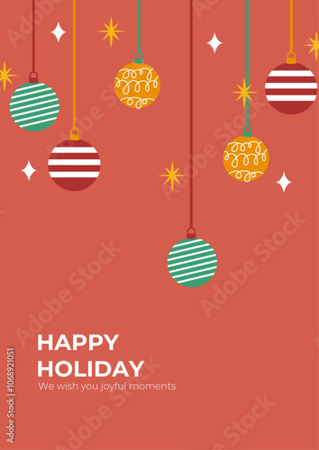 Joyful Celebration Graphic With Colorful Chrismast Element. Ideal for festive and celebratory themes, conveying positivity and happiness