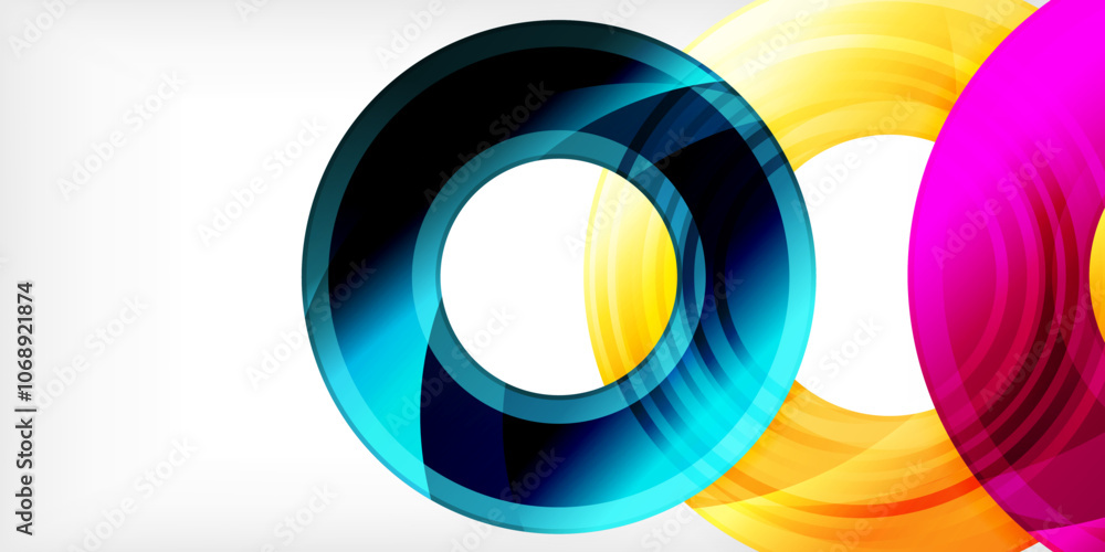 Obraz premium Bright colorful circles with light effects. Abstract background