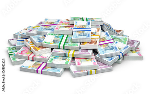 Piles of Central African CFA Franc banknotes. photo