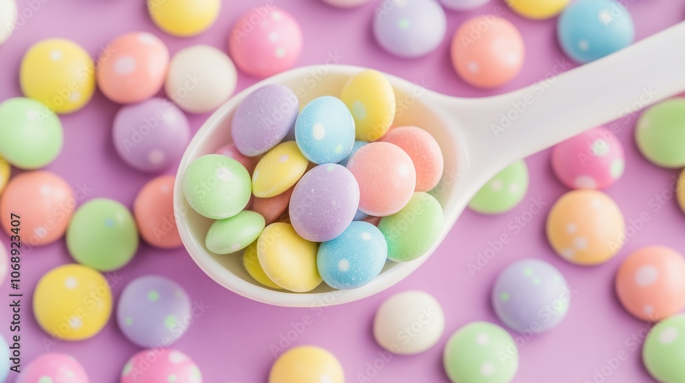 Colorful candy bonbons on a pastel pink background Colorful candy bonbons on a pastel pink background
