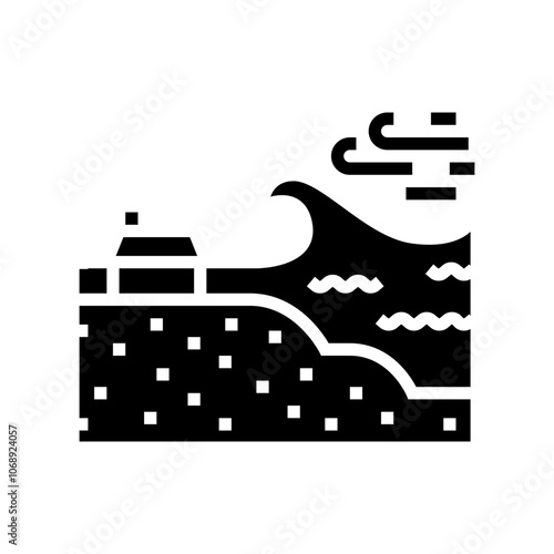 storm surge flooding hurricane disaster glyph icon vector. storm surge flooding hurricane disaster sign. isolated symbol illustration