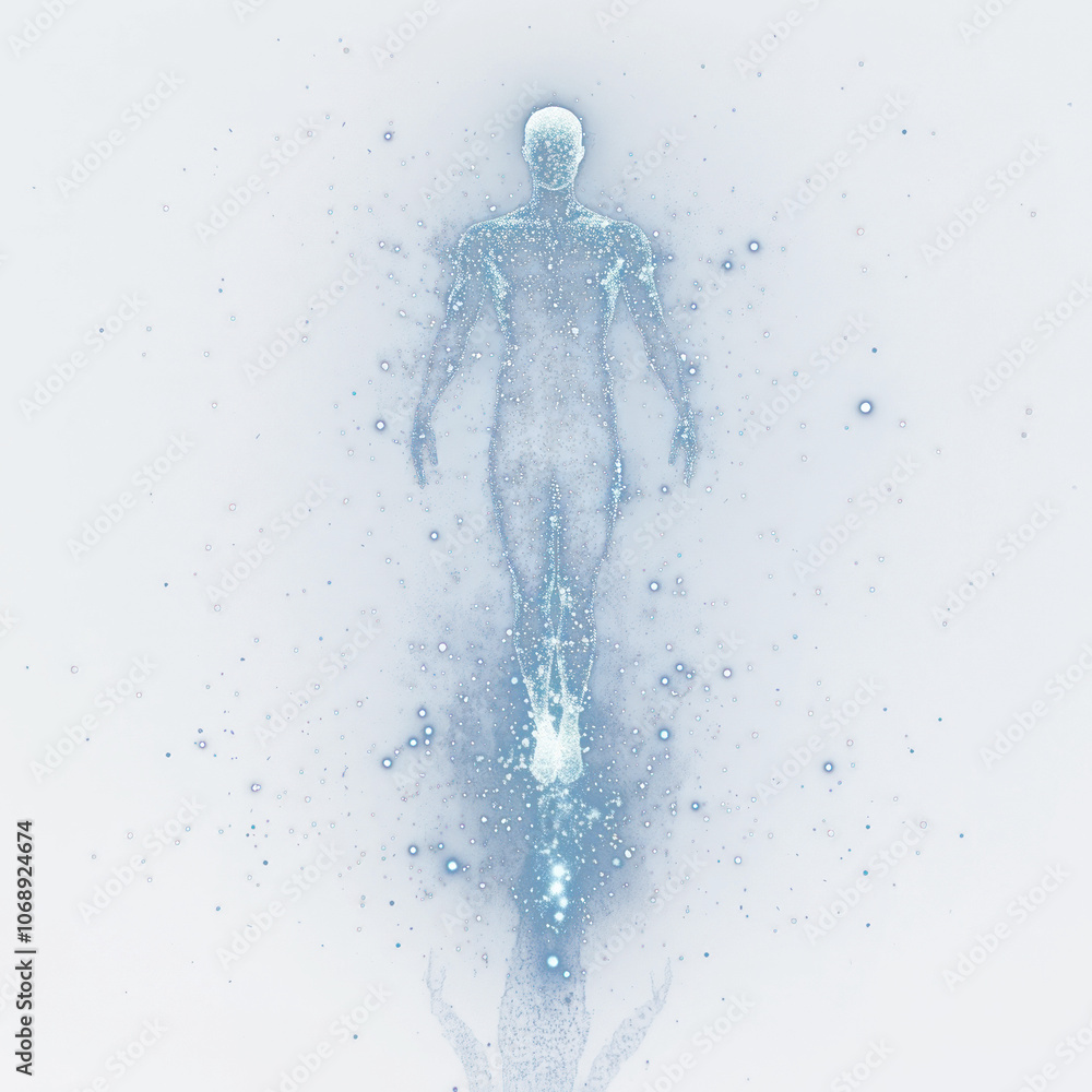PNG Holographic human figure futuristic particles light. PNG Holographic human figure futuristic particles light.