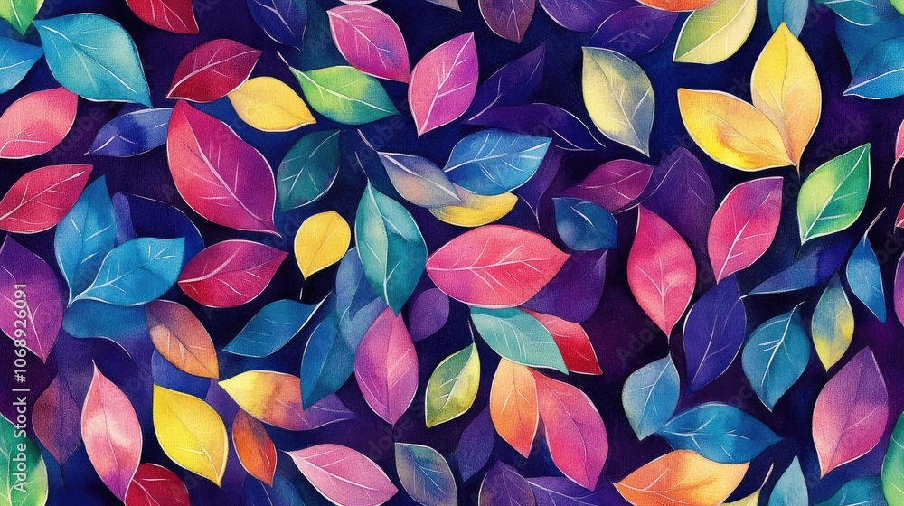 Bright watercolor leaves in a seamless abstract pattern perfect for textile design and home decor Bright watercolor leaves in a seamless abstract pattern perfect for textile design and home decor