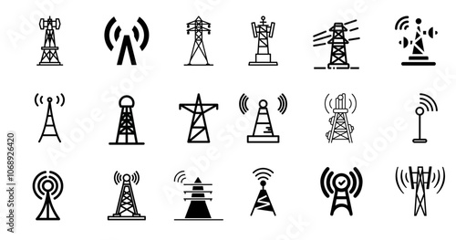 signal tower icon and isolated sign symbol vector illustration - Collection of high quality black style vector icons