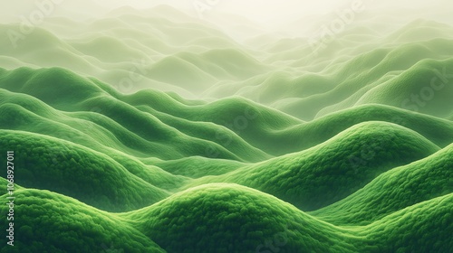 Rolling hills in lush green tones with lifelike textures transparent background for flexibility