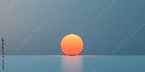 A soft gradient orange sphere on a clean teal surface, symbolizing simplicity and calm with a minimalistic design