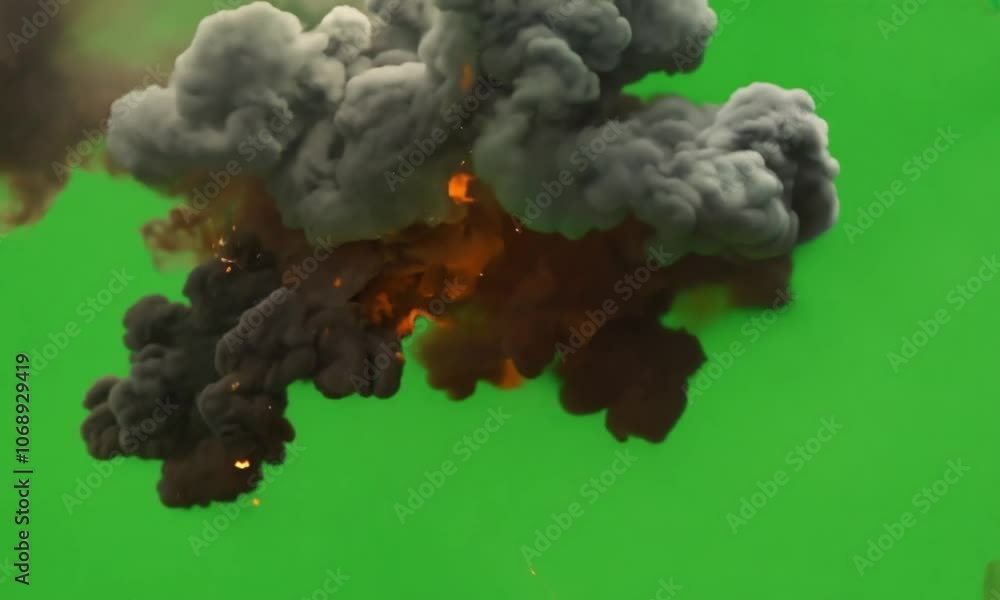 A cloud of white smoke rising against a green screen background A cloud of white smoke rising against a green screen background