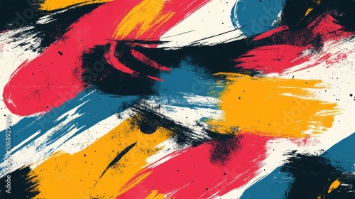 Seamless pattern of abstract colorful grunge texture featuring chaotic brush strokes for wallpaper and poster design