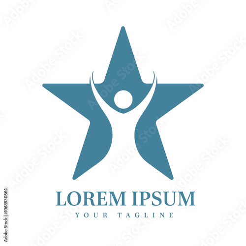 Uplifting Human Figure with Star Shape Ideal for Education, Achievement, Wellness, and Personal Growth Brand Identity